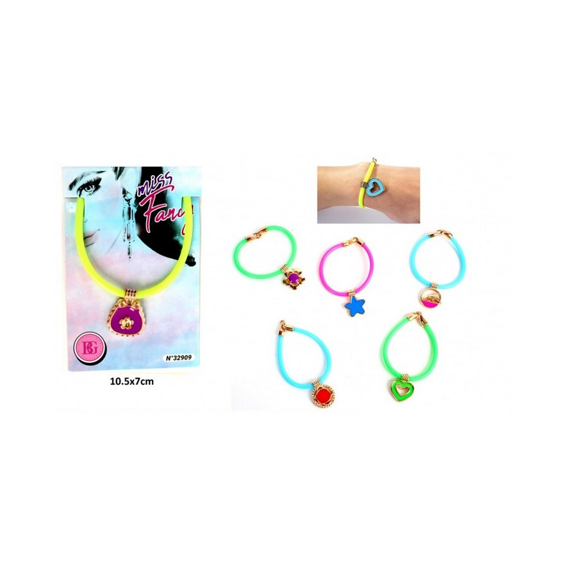 Bracelet silicone avec pendentif 6 assortiments vendu par 48 Jouets et articles kermesse 32909