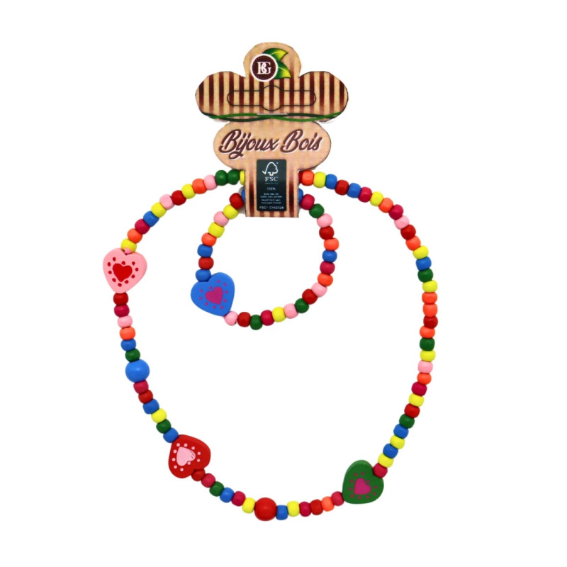 Bijoux Collier + Bracelet Bois 20 cm Jouets et articles kermesse 32534